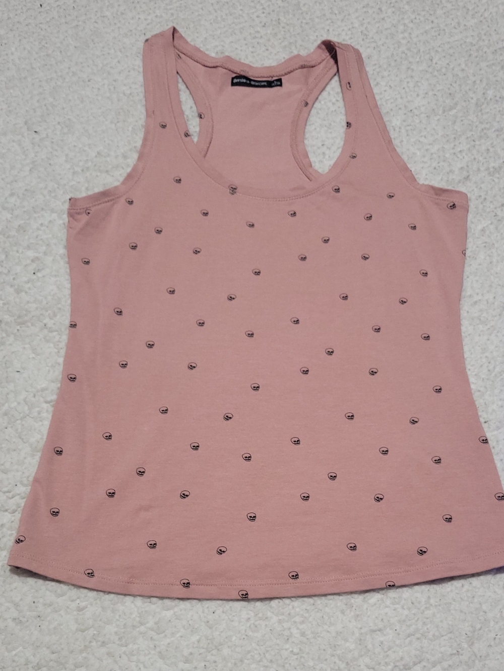 Bershka Pink Mini Skull Print Racerback Tank Top Size L